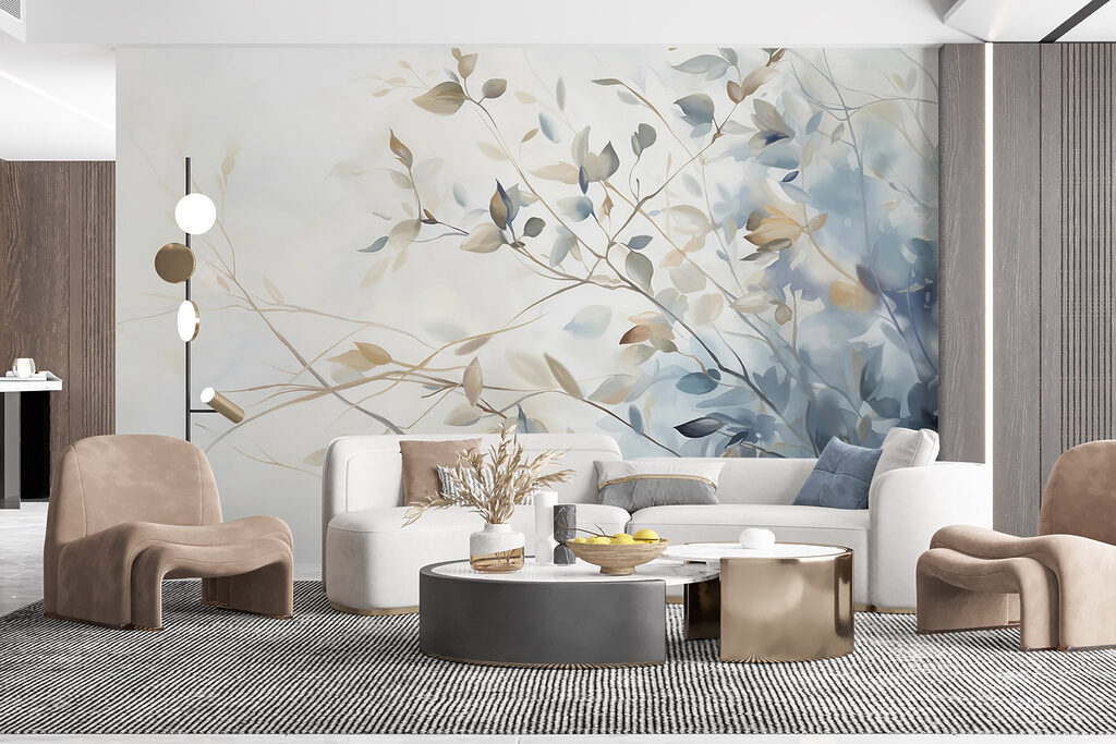 Painting of a tree branch with leaves Painting of a tree branch with leaves