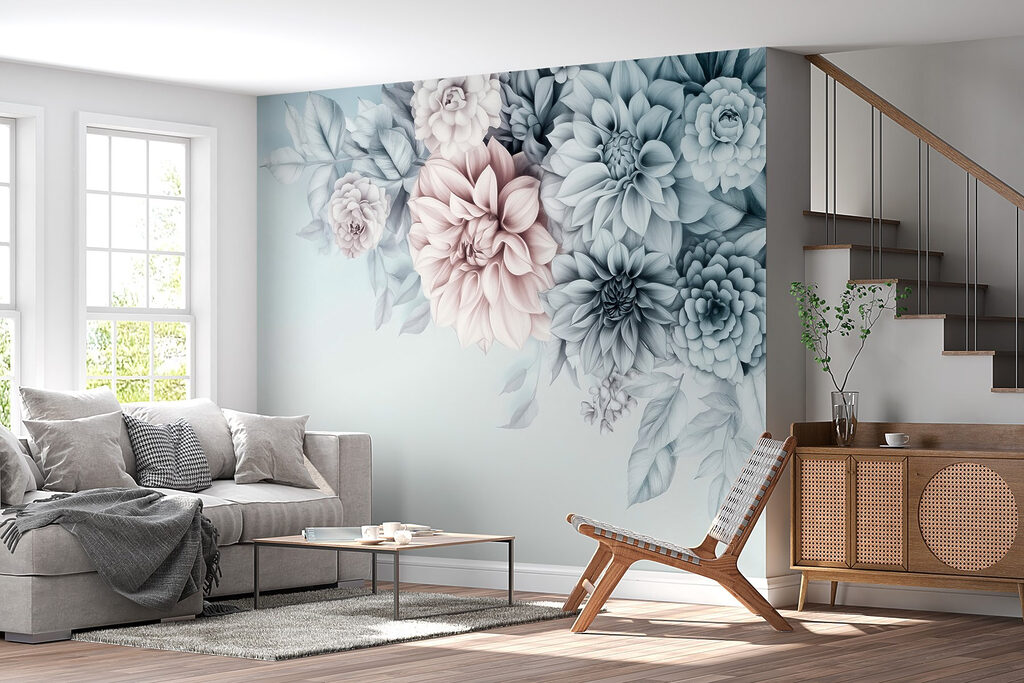 Group of flowers with leaves