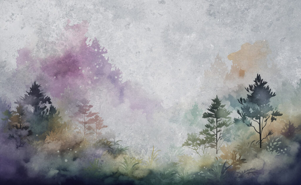 Painting of trees and bushes Painting of trees and bushes