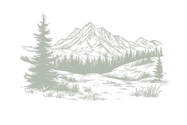 Drawing of a mountain range Drawing of a mountain range