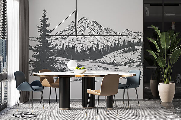 Wall murals Drawing of a mountain range (SKU: w03344) Wall murals Wall murals Drawing of a mountain range (SKU: w03344)