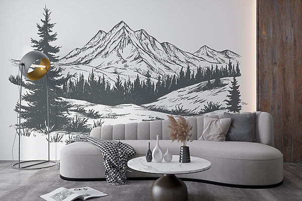 Drawing of a mountain range Drawing of a mountain range