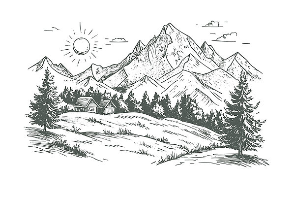 Landscape with trees and a house Landscape with trees and a house