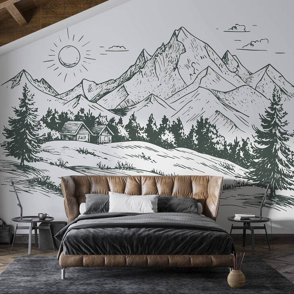 Landscape with trees and a house Landscape with trees and a house