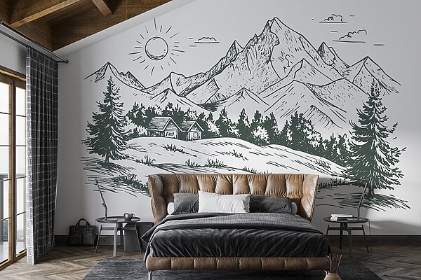 Landscape with trees and a house Landscape with trees and a house