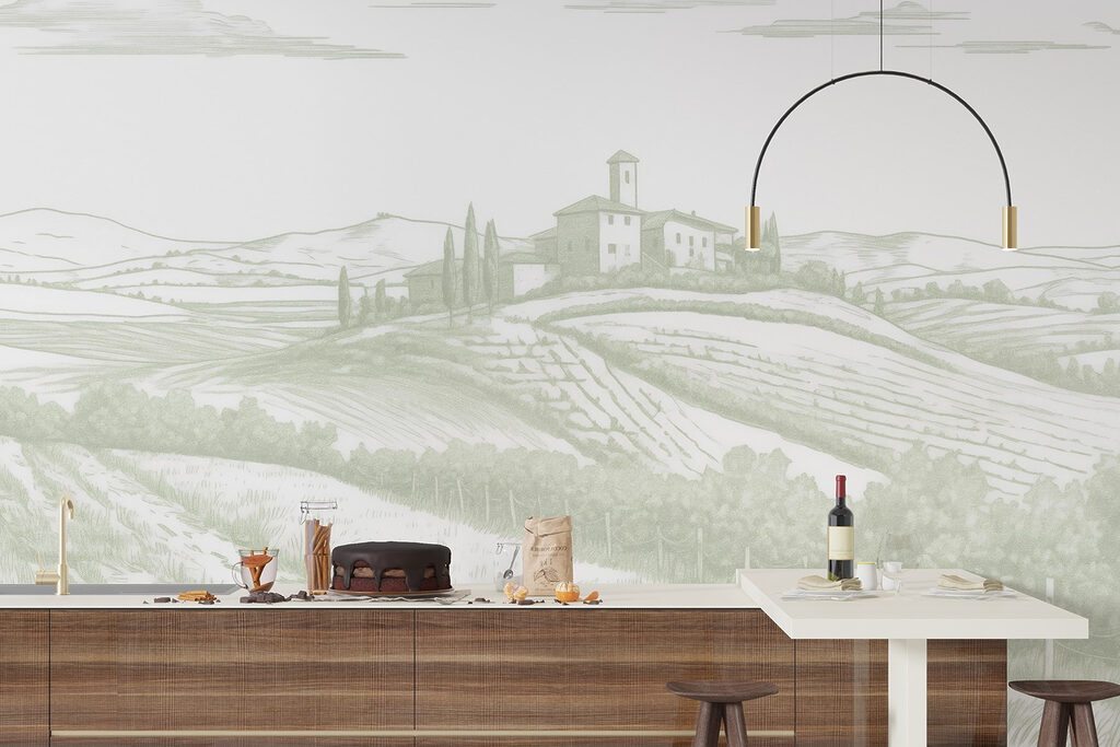 Landscape with a house and fields Landscape with a house and fields