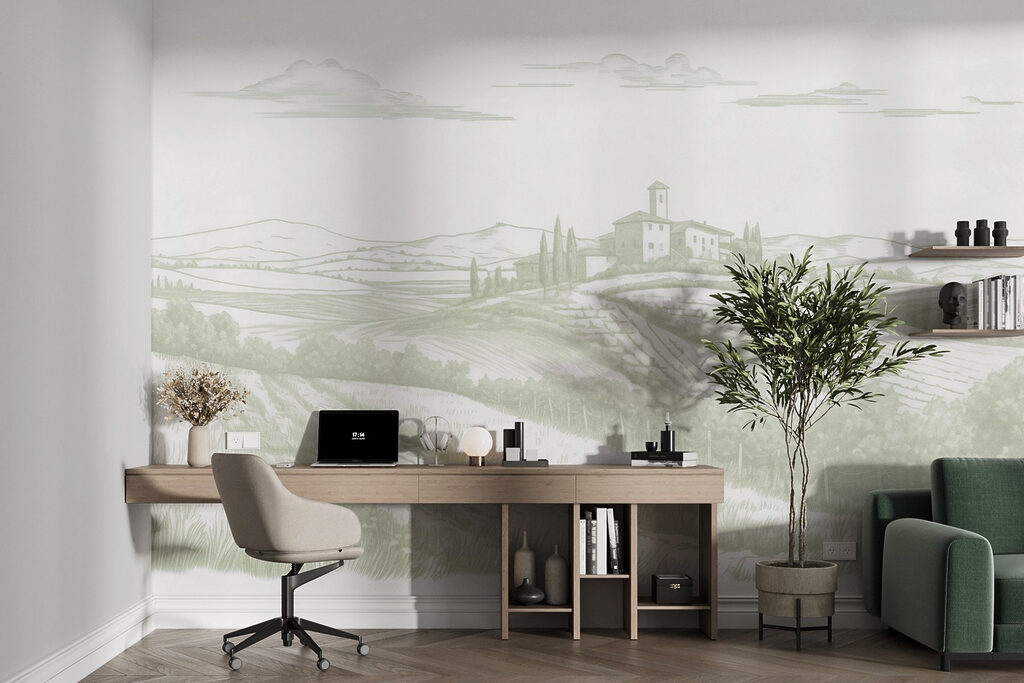 Landscape with a house and fields Landscape with a house and fields