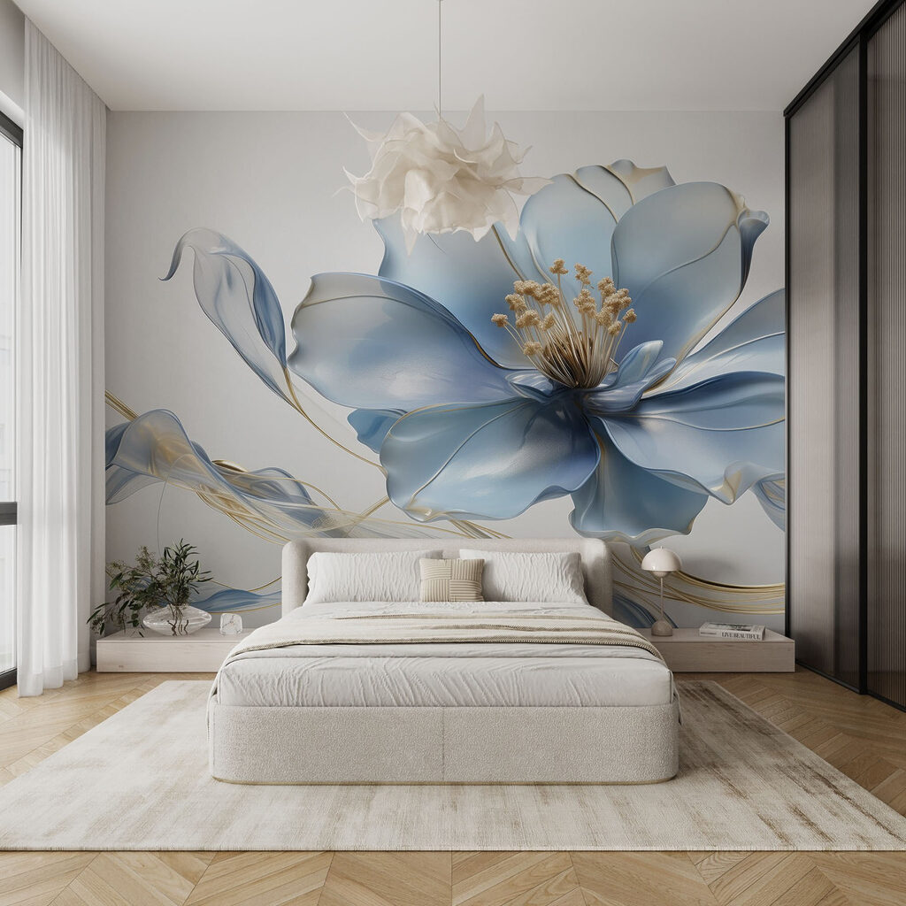 Delicate petals in soft blue hues