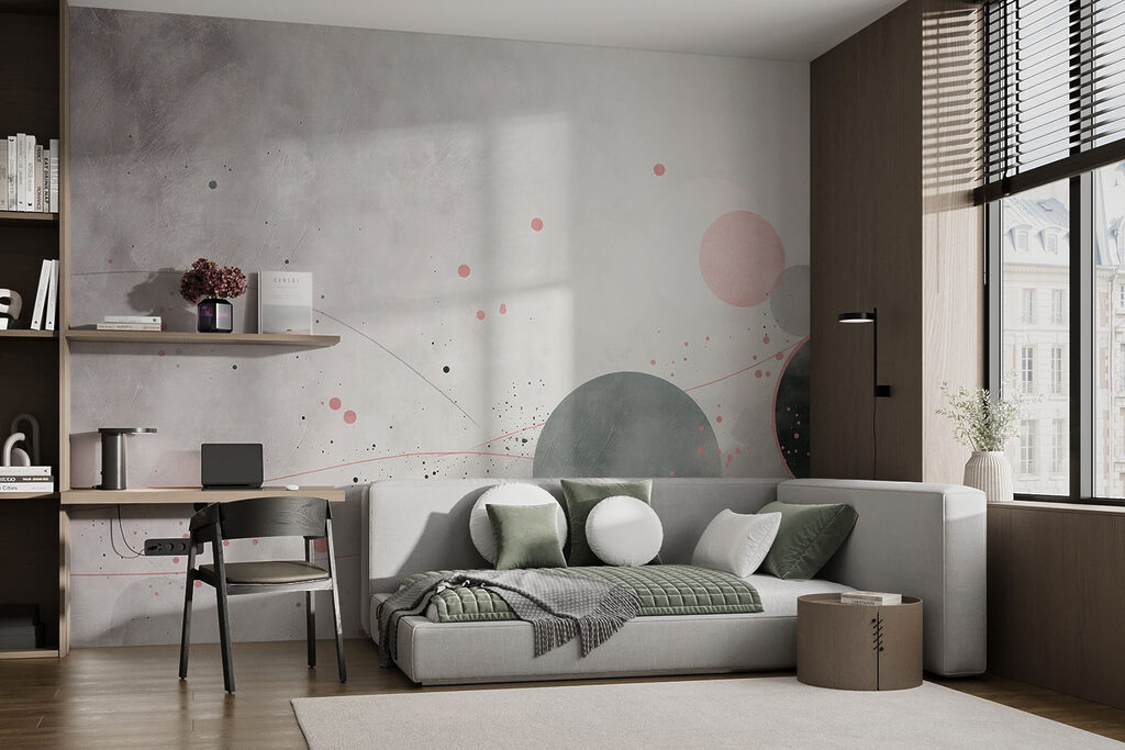 Grey and pink circles and lines Grey and pink circles and lines