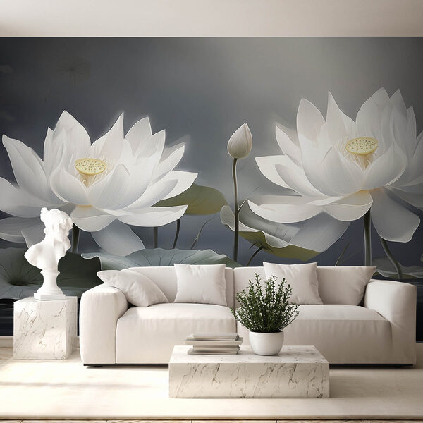 Group of white flowers in water Group of white flowers in water
