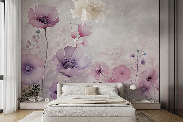 Painting of flowers on a white background Painting of flowers on a white background