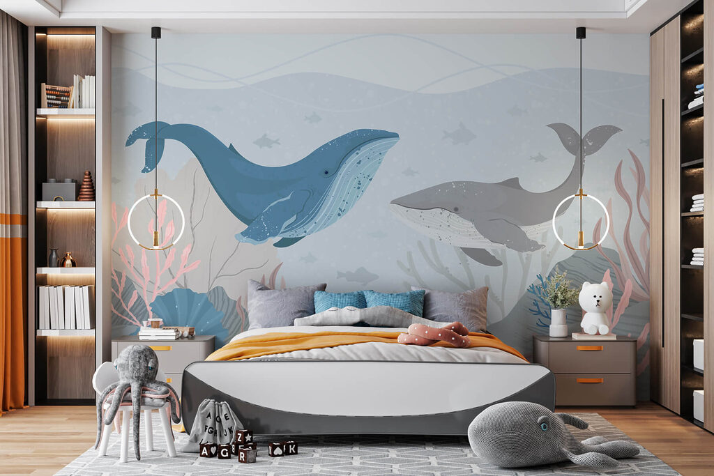 Whale and whale under water