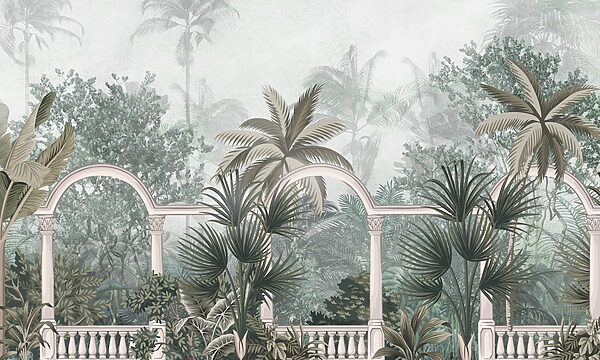 Wallpaper with palm trees and a balcony Wallpaper with palm trees and a balcony