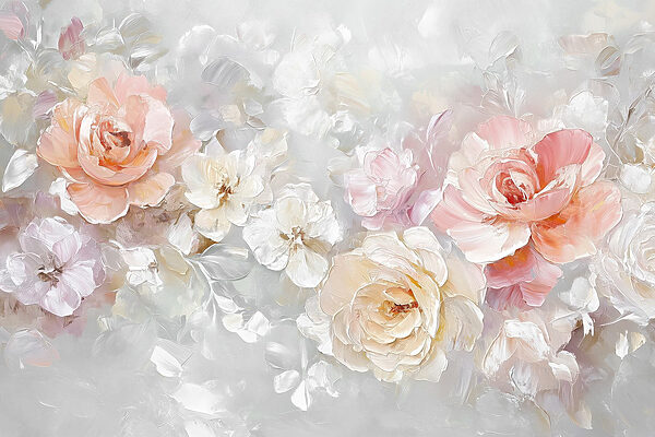 Painting of flowers on a white surface Painting of flowers on a white surface
