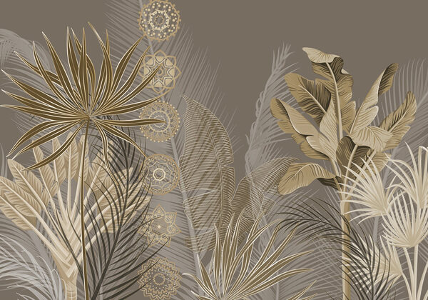 Tropical leaves in subtle hues