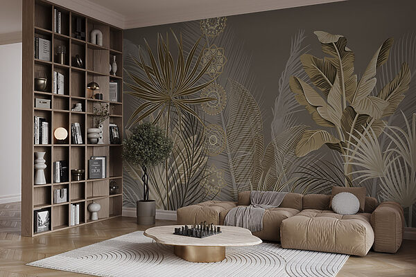 Tropical leaves in subtle hues