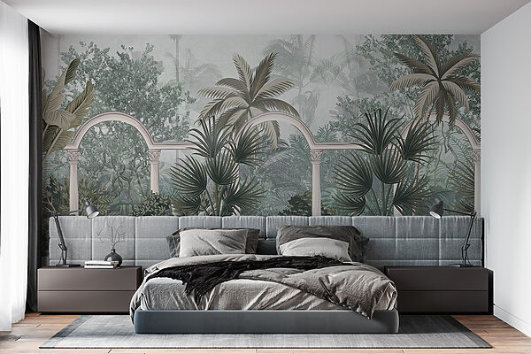 Wallpaper with palm trees and a balcony Wallpaper with palm trees and a balcony