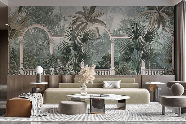 Wallpaper with palm trees and a balcony Wallpaper with palm trees and a balcony