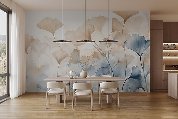 Painting of flowers with leaves Painting of flowers with leaves