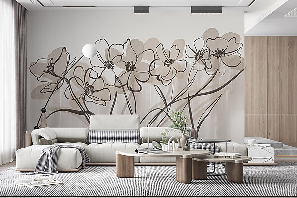 Line of flowers on a white background Line of flowers on a white background