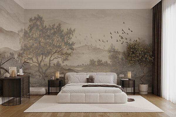 Wall murals Wall murals Landscape with trees and a river (SKU: w08920)