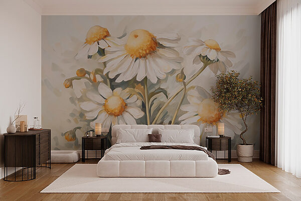 Painting of white and yellow flowers Painting of white and yellow flowers