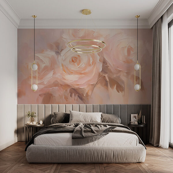 Painting of flowers on a white surface Painting of flowers on a white surface