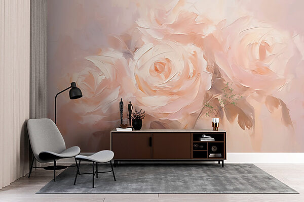 Painting of flowers on a white surface Painting of flowers on a white surface