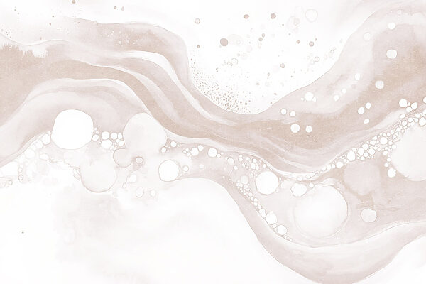White and brown liquid with white circles and dots White and brown liquid with white circles and dots
