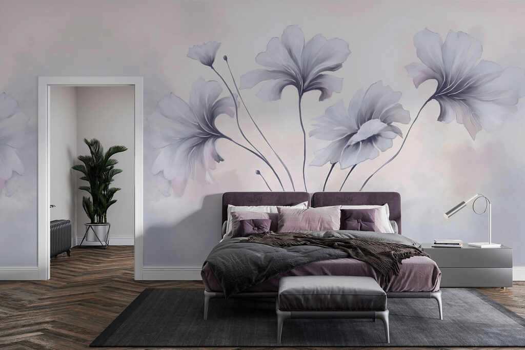 Painting of flowers on a white background Painting of flowers on a white background