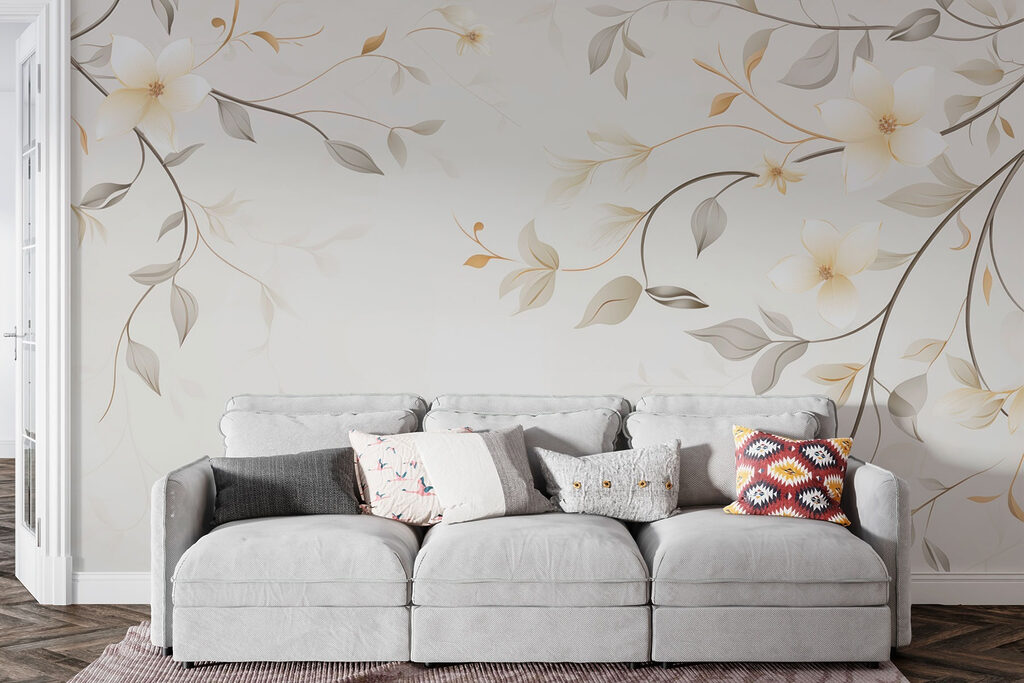 White and brown floral design