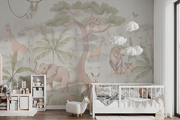 Wallpaper with animals and trees Wallpaper with animals and trees
