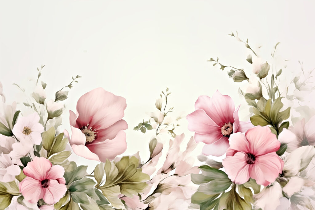 Painting of flowers and leaves Painting of flowers and leaves