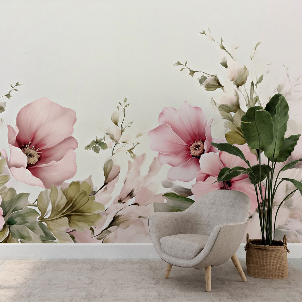 Painting of flowers and leaves