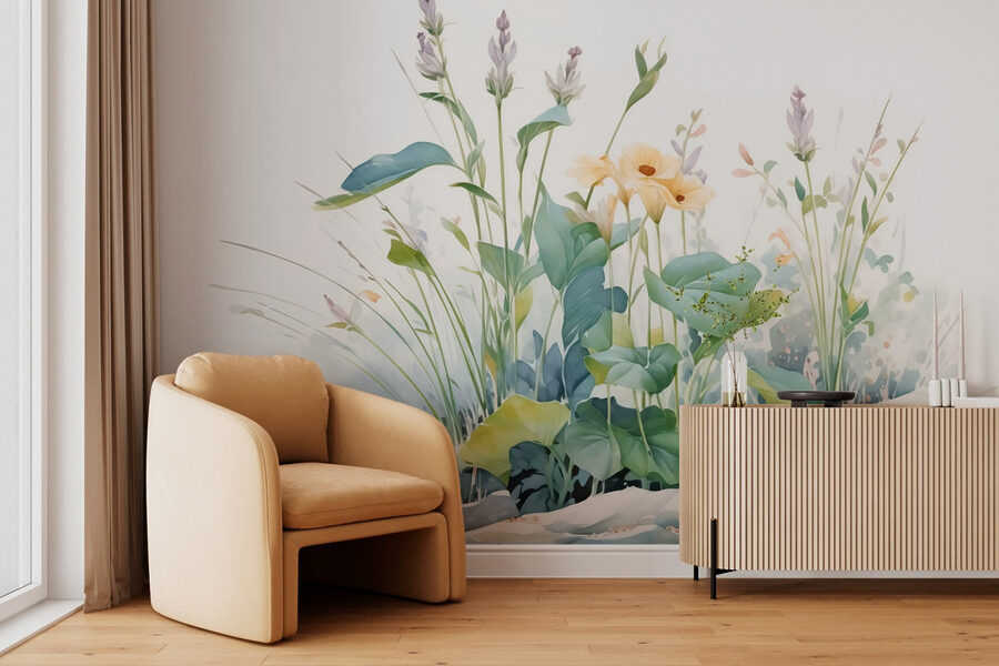 Painting of flowers and plants