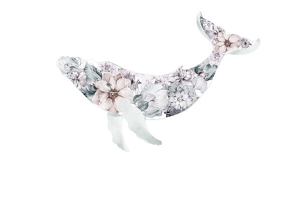 Whale with flowers on it