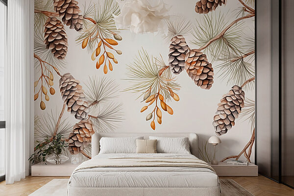 Pattern of pine cones and needles Pattern of pine cones and needles