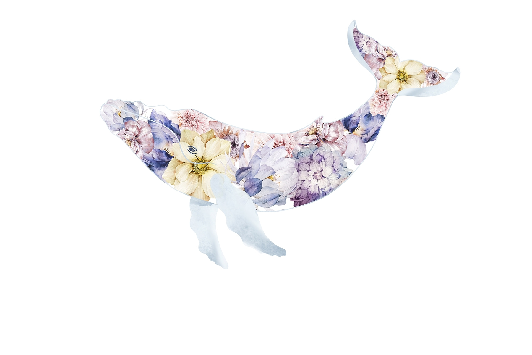 Whale with flowers on it