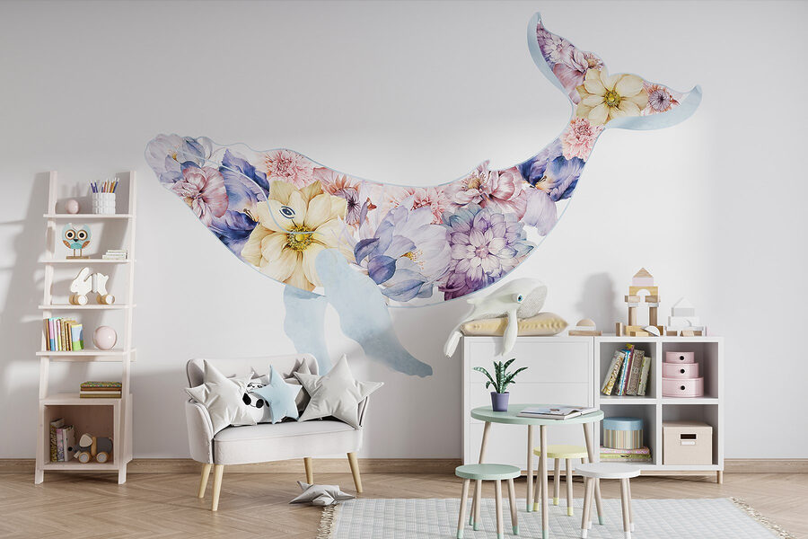 Whale with flowers on it