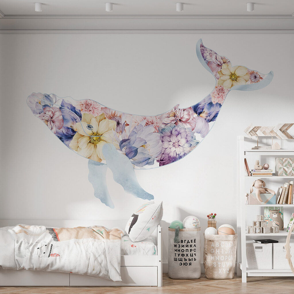 Whale with flowers on it