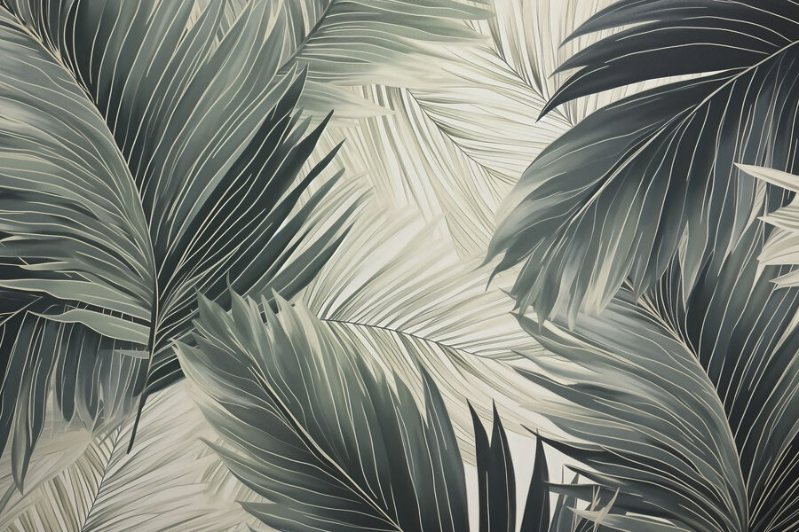 Wall murals Lush green leaves in soft hues - Image 3