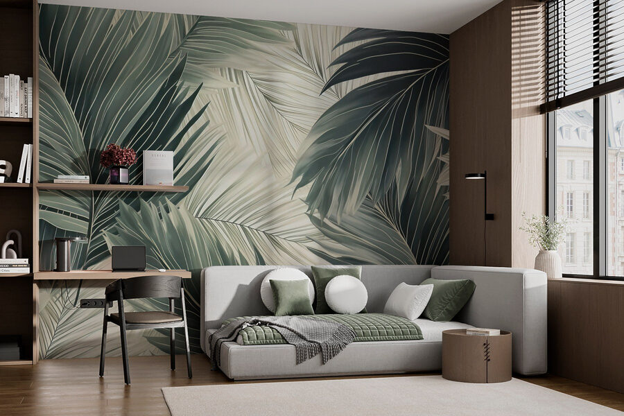 Wall murals Lush green leaves in soft hues - Image 2