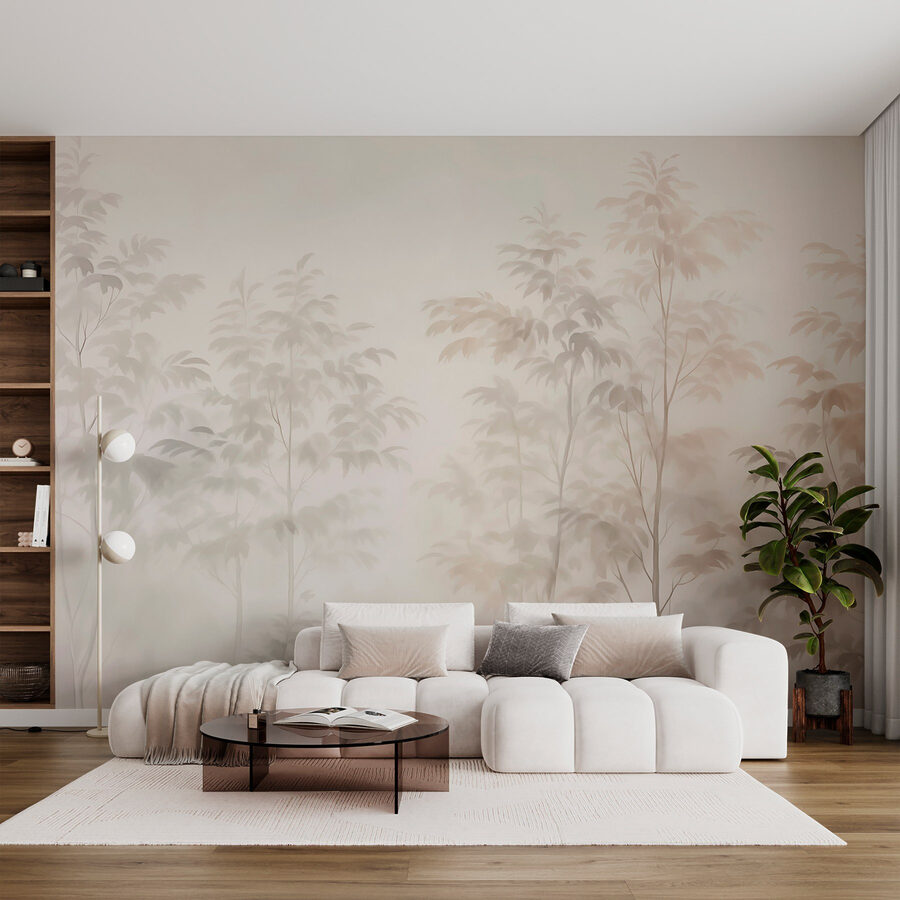 Wall murals Trees in the fog