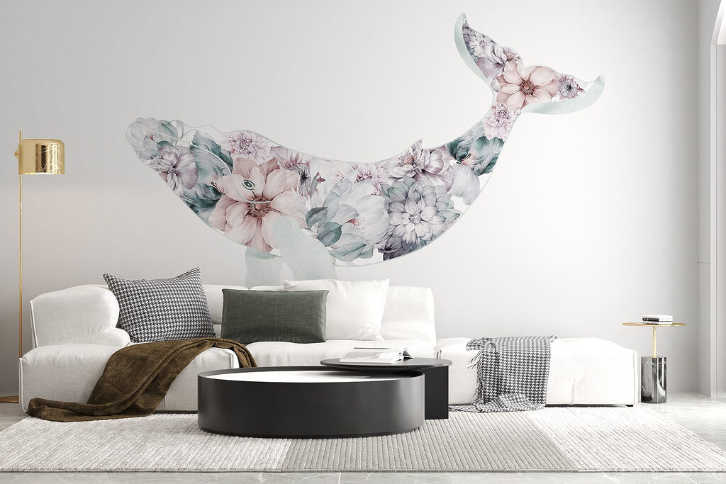 Whale with flowers on it
