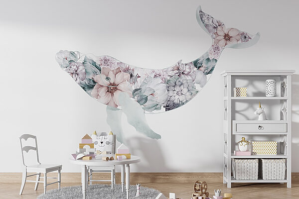 Whale with flowers on it