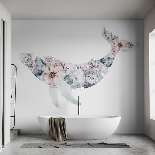 Whale with flowers on it