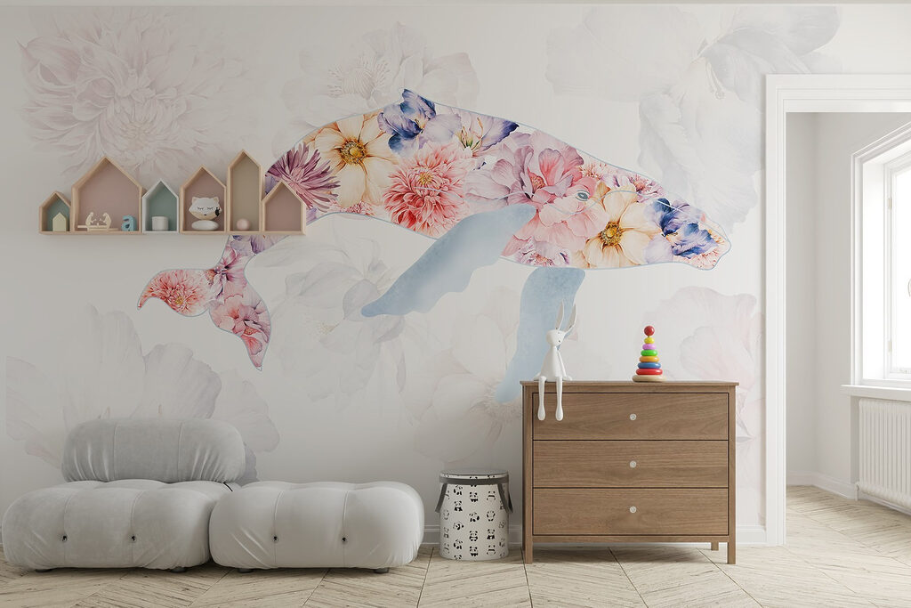 Dolphin with flowers on it