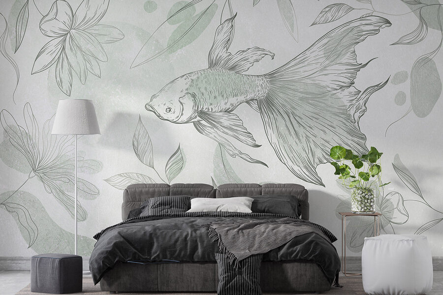 Wall murals Fish and plants on a wall - Image 2