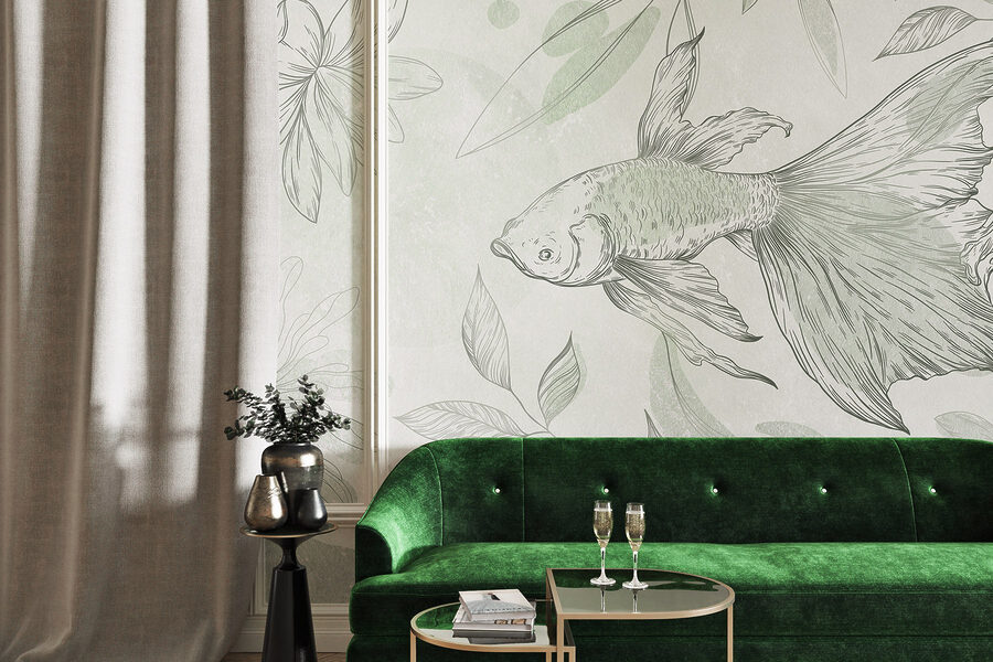 Wall murals Fish and plants on a wall - Image 3