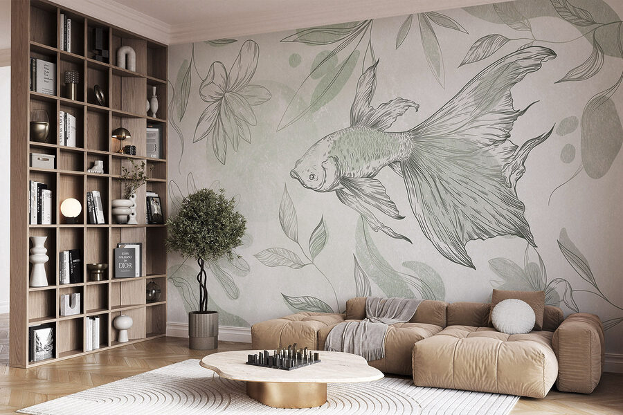 Wall murals Fish and plants on a wall - Image 4